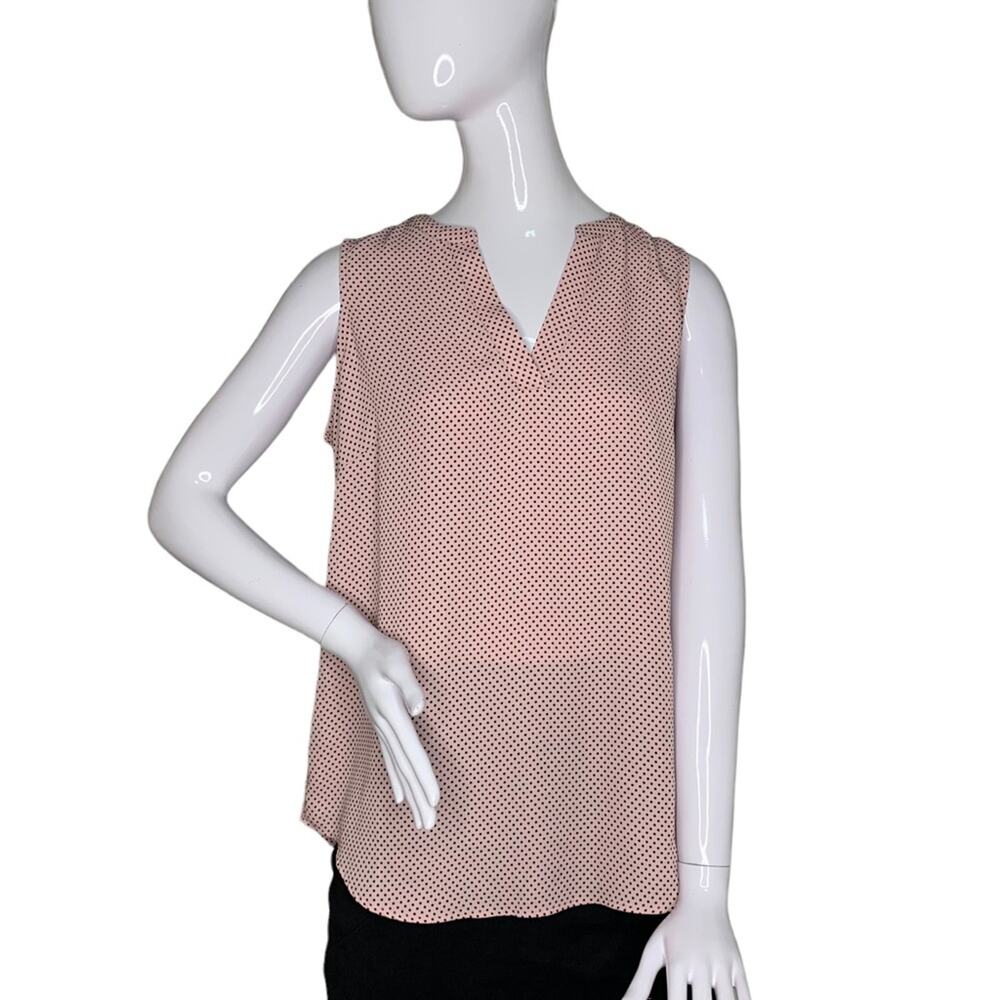 Adrianna Papell Pink Polka Dot Top Sleeveless Size M Pullover